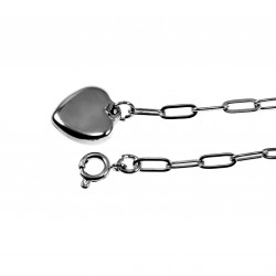 Dames Verstelbaar Paperclip Schakelsarmband met Hart - RVS Armband
