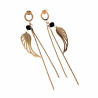 Lange Oorbellen met Ketting en Veer Hanger Oorhangers - Verguld RVS