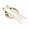 Lange Oorbellen met Ketting en Veer Hanger Oorhangers - Verguld RVS
