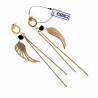 Lange Oorbellen met Ketting en Veer Hanger Oorhangers - Verguld RVS