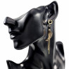 Lange Oorbellen met Ketting en Veer Hanger Oorhangers - Verguld RVS