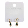 Oorbellen Dames Groene Steen Verguld RVS Oorringen met Waaier Hanger