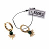 Oorbellen Dames Groene Steen Verguld RVS Oorringen met Waaier Hanger