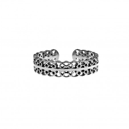 Verstelbaar Ring Dames Filigraan Design 14K Wit Goud Plating RVS