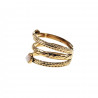 Verstelbaar Ring Dames - Drielaagse Design - 14K Goud Plating RVS - Een Maat - Brede Ring met Witte Szeen - Dottilove