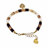 Verstelbaar Polymeerklei Armband - Hart Hanger Bruin Wit Verguld RVS