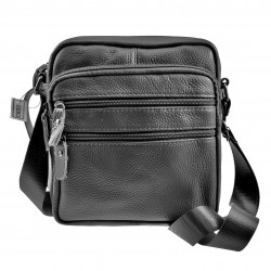 Schoudertas Unisex - Zwart  Leer - Buideltas - Verstelbaar - Leren Crossbody - Nektas - Slingbag