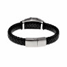 Armband Heren - Zwarte Leren - RVS - Gevlochten Armband met Schedel