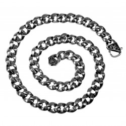 60cm x 13mm Cubaanse Ketting Heren - Stalen Mat Zilverkleur - Schakelketting