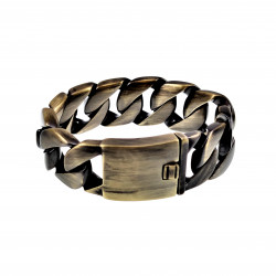 Armband Heren - Brons Verguld Roestvrij staal - Gourmet Schakelsarmband - Brede Armband