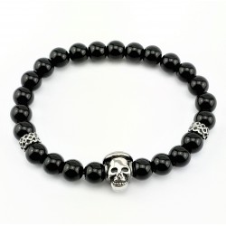 Gedetailleerd Skull Armband met Natuursteen Onyx