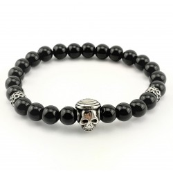 Gedetailleerd Skull Armband met Natuursteen Onyx