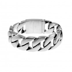Armband Heren - Licht Mat Gepolijst RVS - Gourmet Schakelsarmband - Brede Armband