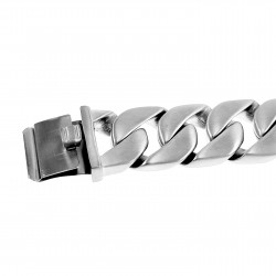 Armband Heren - Licht Mat Gepolijst RVS - Gourmet Schakelsarmband - Brede Armband