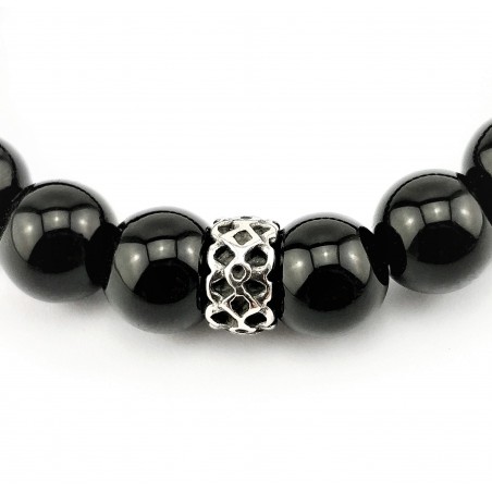 Gedetailleerd Skull Armband met Natuursteen Onyx