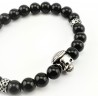 Gedetailleerd Skull Armband met Natuursteen Onyx