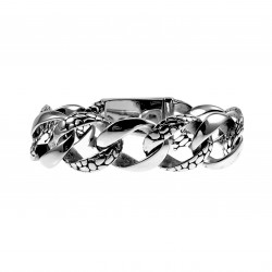 Armband Unisex - Gepolijst RVS - Brede Gourmet Schakelsarmband - Armband met Slangenpatroon