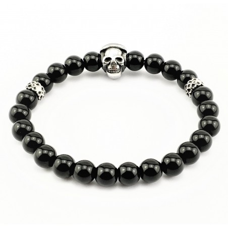 Gedetailleerd Skull Armband met Natuursteen Onyx