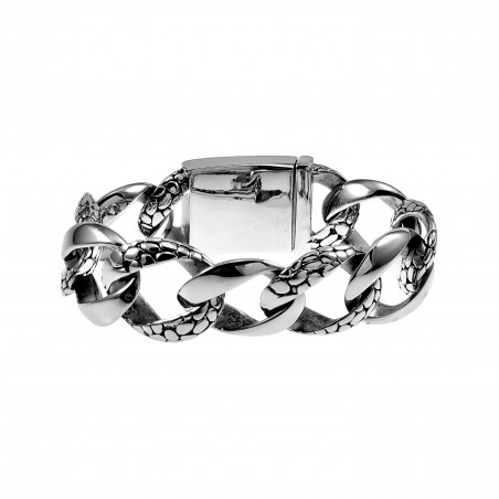 Armband Gepolijst RVS Brede Gourmet Schakelsarmband Slangenpatroon