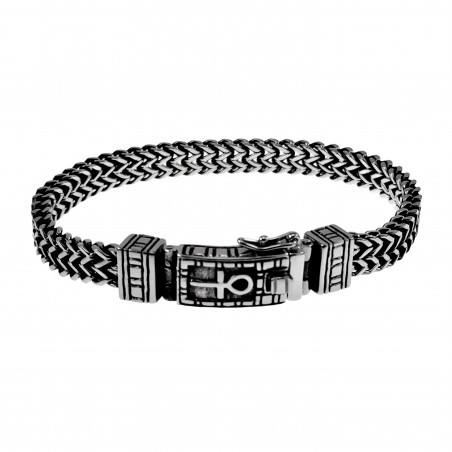 Armband Heren Gepolijst RVS Visgraat Schakelsarmband - Egyptisch Kruis