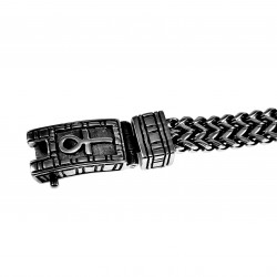 Armband Heren Gepolijst RVS Visgraat Schakelsarmband - Egyptisch Kruis