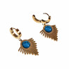 Lange Oorbellen Dames - Turkoois Steen - Oorhangers - Verguld Roestvrij Staal - Oorringen met Waaier Hanger