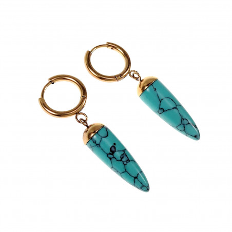 Dames Bungelen Oorbellen - Verguld RVS - Oorringen met Turkoois Steen