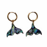 ∅16mm Oorbellen Dames - Bungelen Oorbellen - Abalone Schelp - Verguld RVS - Oorringen met Zeemeerminstaart Hanger
