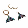 ∅16mm Oorbellen Dames - Bungelen Oorbellen - Abalone Schelp - Verguld RVS - Oorringen met Zeemeerminstaart Hanger
