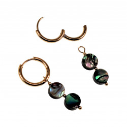 ∅16mm Oorringen Verguld RVS - Oorbellen met Multicolor Abalone Schelp