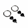 ∅16mm Oorbellen RVS Oorringen met Gefacetteerde Dubele Hart Hanger