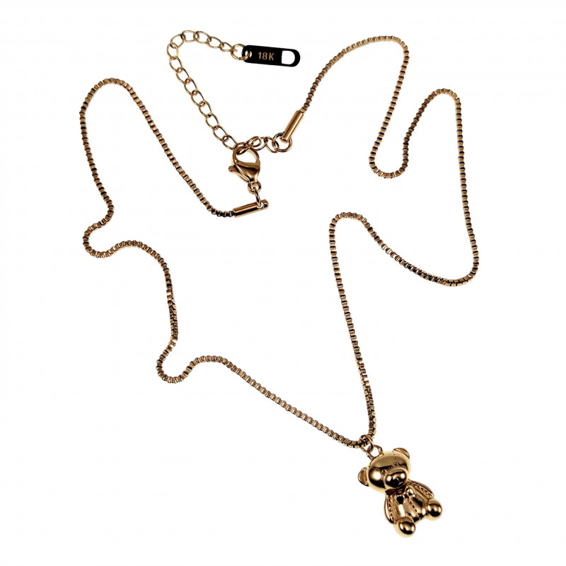 45cm Ketting Dames 18k Verguld RVS Verstelbaar Ketting met Beer Hanger 45cm Ketting Dames 18k Verguld RVS Verstelbaar Ketting met Beer Hanger