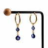 ∅20mm Oorbellen Twee Blauwe Turkse Oog Hanger Verguld RVS Oorringen
