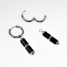∅18mm Oorbellen Dames - Natuursteen - RVS - Oorringen met Zwarte Buis Hanger - Bungelen Oorbellen