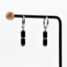 ∅18mm Oorbellen Dames - Natuursteen - RVS - Oorringen met Zwarte Buis Hanger - Bungelen Oorbellen