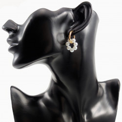 ∅19mm Oorringen met Ronde Hanger van Parels Witte Kristallen RVS