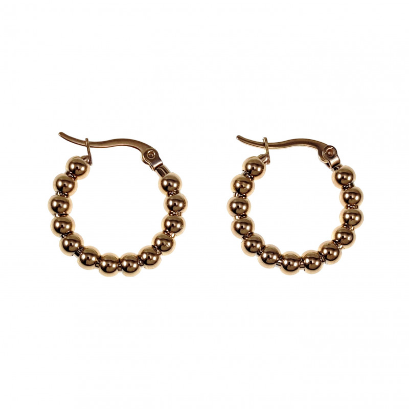 ∅22mm Oorbellen Dames - Verguld RVS - Oorringen met Bollejes ∅22mm Oorbellen Dames - Verguld RVS - Oorringen met Bollejes