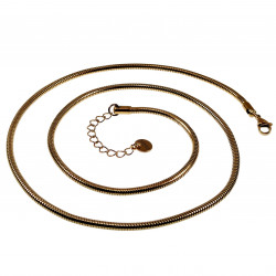 64cm x 3mm Ketting met Beer Hanger Unisex - Verguld RVS - Verstelbaar - Ronde Slangenketting met Hanger