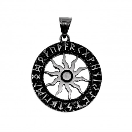 Grote - Rond Unisex RVS Noorse Viking-Zonbeschermingssymbool Hanger