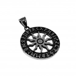 Grote - Rond Unisex RVS Noorse Viking-Zonbeschermingssymbool Hanger
