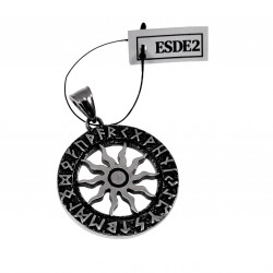 60cm x 3mm Jasseron Ketting + Hanger Unisex - RVS - Ketting met Noorse Viking-Zonbeschermingssymbool Hanger