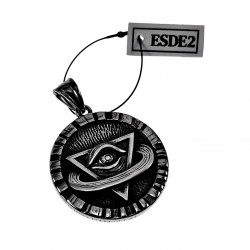 60cm x 3mm Jasseron Ketting + Masonic Hanger Unisex - RVS - Ketting met Vrijmetselaars-Alziende Oog Symbool Hanger