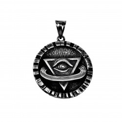 Jasseron Ketting + Vrijmetselaars-Alziende Oog Symbool Hanger RVS