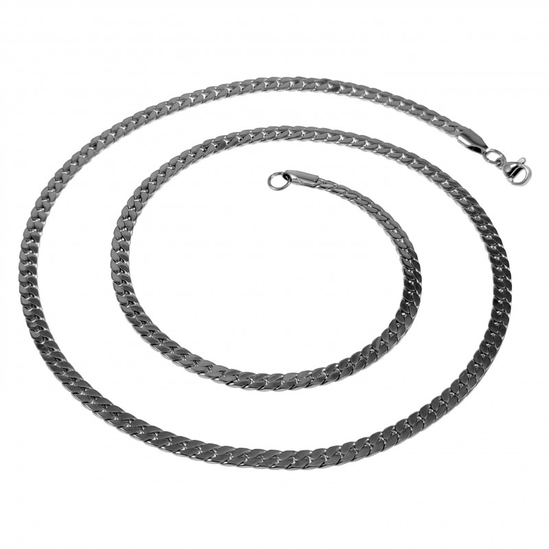 60cm x 4mm Ketting Unisex - Gepolijst RVS - Platte Slangenketting 60cm x 4mm Ketting Unisex - Gepolijst RVS - Platte Slangenketting