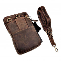 Heuptas Unisex Hunters Telefoontasje Riemtasje Bruin Buffelleer Tas