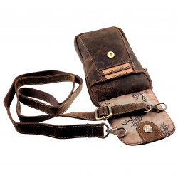 Heuptas Unisex Hunters Telefoontasje Riemtasje Bruin Buffelleer Tas