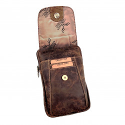 Heuptas Unisex Hunters Telefoontasje Riemtasje Bruin Buffelleer Tas