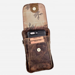 Heuptas Unisex Hunters Telefoontasje Riemtasje Bruin Buffelleer Tas