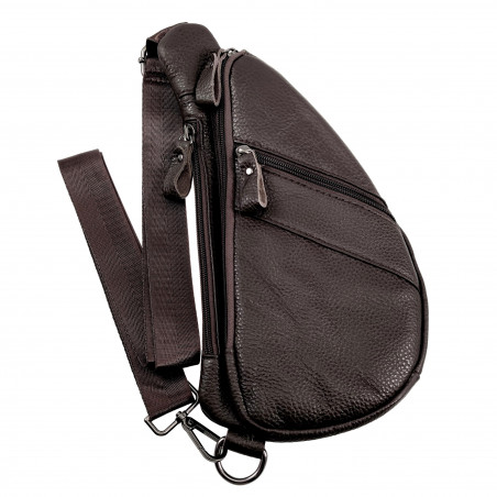 Platte Crossbodytas Unisex Donkerbruin Leren Schoudertas Slingbag