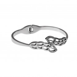 Bangle Armband Dames - Blad Design met Strass - Stijve Armband - Gepolijst Stalen